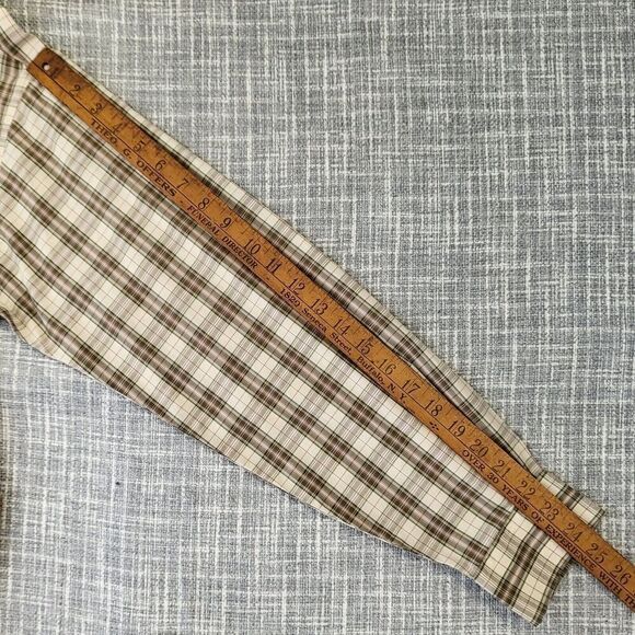 BURBERRY LONDON Button Down Shirt Plaid Brown Tan Made in USA Men's M - Picture 9 of 12
